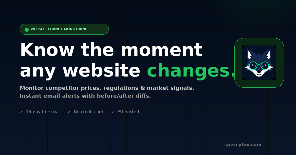 Track Competitor Pricing Changes for E-commerce — Speccyfox, EU-hosted GDPR-ready website change monitoring